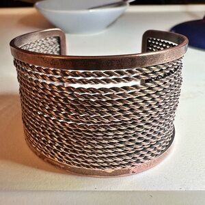Copper Tone Woven Cuff Bracelet
